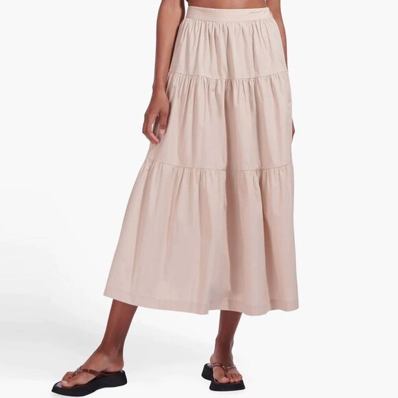 STAUD Dresses & Skirts - New STAUD Biscotti Tiered Sea Midi Cotton Skirt Size 24